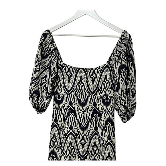 BAGATELLE COLLECTION WOMENS SIZE 8 DRESS PUFF SLEEVE IKAT MIDI DRESS BLUE NEW - Picture 7 of 15